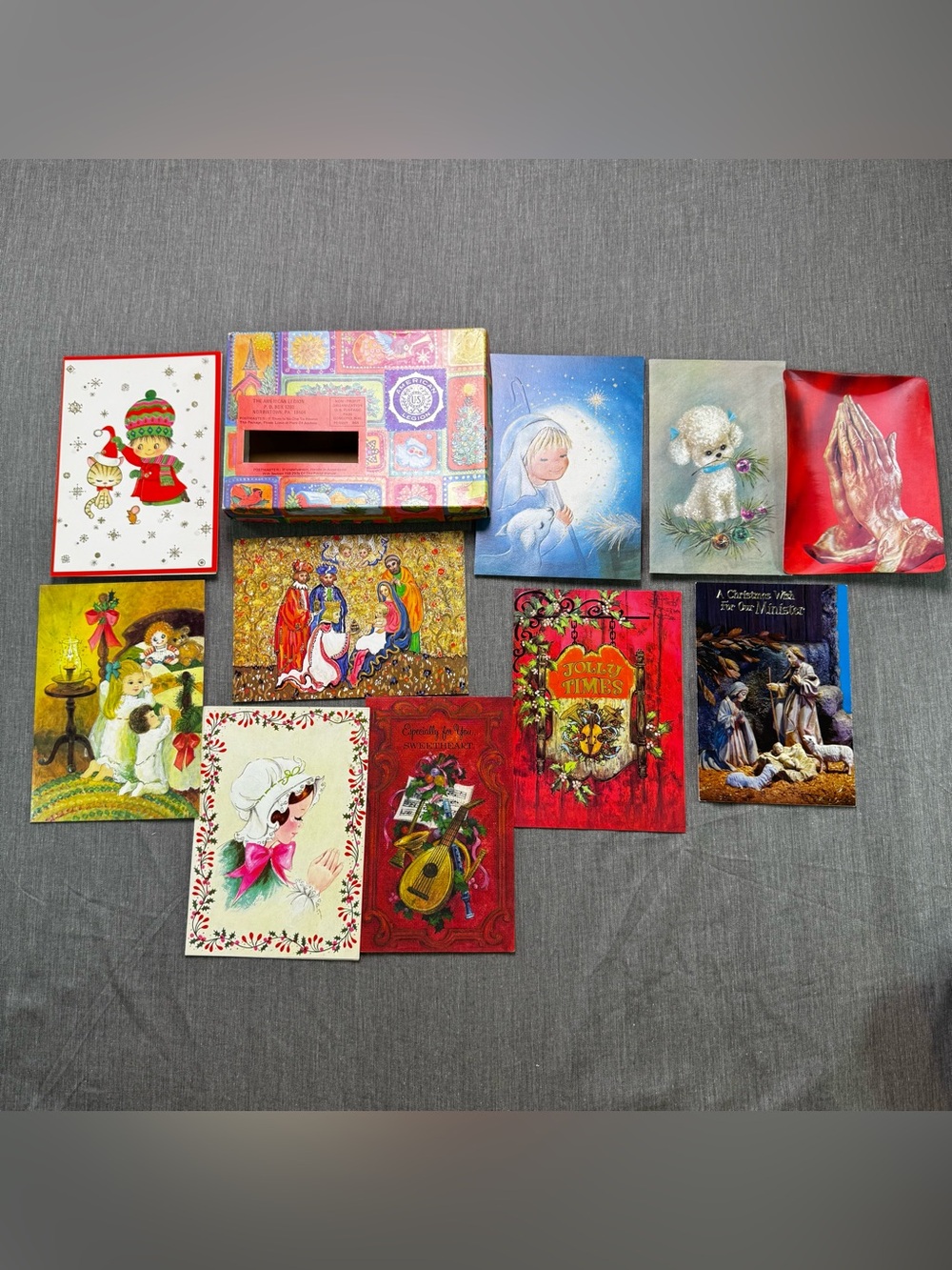 Vintage Christmas Cards Lot Of 10 Unused Kids 1st Christmas Hallmark, Rust Craft